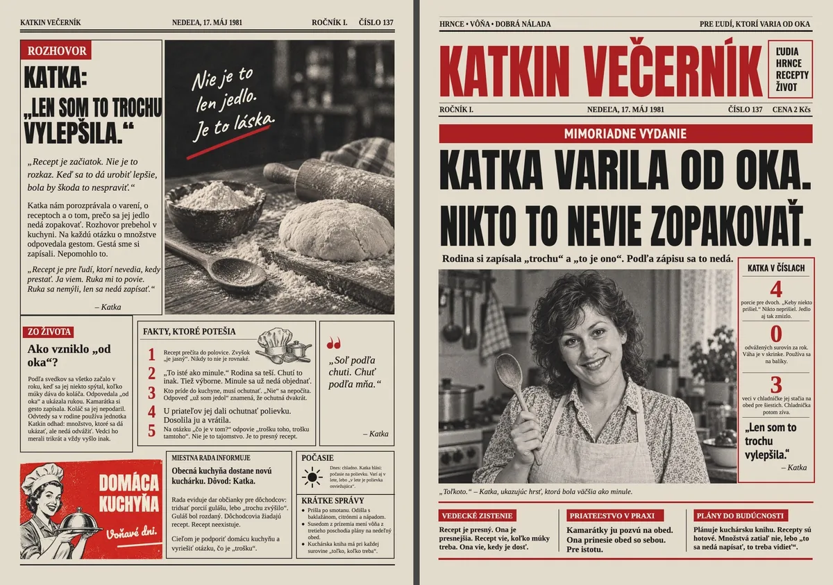 Retro noviny pre kuchárku